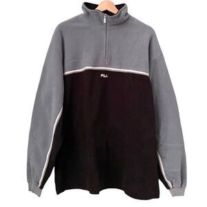Fila Grey & Black Fleece Sweater Jacket Front Zip in Men's Size Large